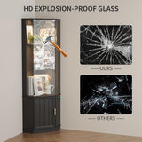 HNEBC 69" Tall Curio Display Cabinet with Glass Door and Movable Shelves,Corner Bookcase with LED Human Sensor Lights,5-Tier RGB Display Case for Collectibles,Bedroom Living Room HNEBC