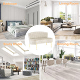 annjoe Loveseat Settee Upholstered Sofa Couch Banquette Bench Ottoman with Backrest and Golden Metal Legs for Dining Room Living Room Bedroom Funiture annjoe