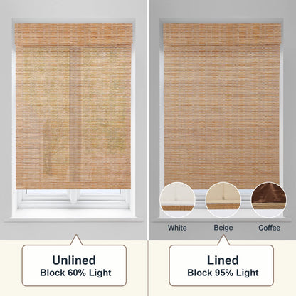 Custom Cordless Bamboo Roman Shades - Eco-Friendly Light Filtering & Blackout Options, Colour 7003