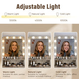RoyalCraft Vanity, Makeup Vanity Desk with 3 Color Dimmable Lighted Hollywood Mirror, Grey Vanity with 4 Drawers, Large Dressing Table for Women RoyalCraft