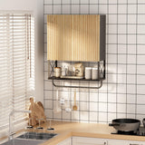 HOKYHOKY Fluted Bathroom Wall Medicine Cabinet - Hanging Bathroom Wall Mounted Cabinet with Towel Bar, Above Toilet Storage Cabinet for Bathroom Organizers and Storage, Medium Size, Black HOKYHOKY