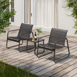 Gizoon Patio Chairs Set of 2, Patio Furniture Set with Metal Frame Glass Table, Outdoor Chairs Set of 2 for Balcony, Bistro Table and Chairs Set for Lawn, Black Gizoon