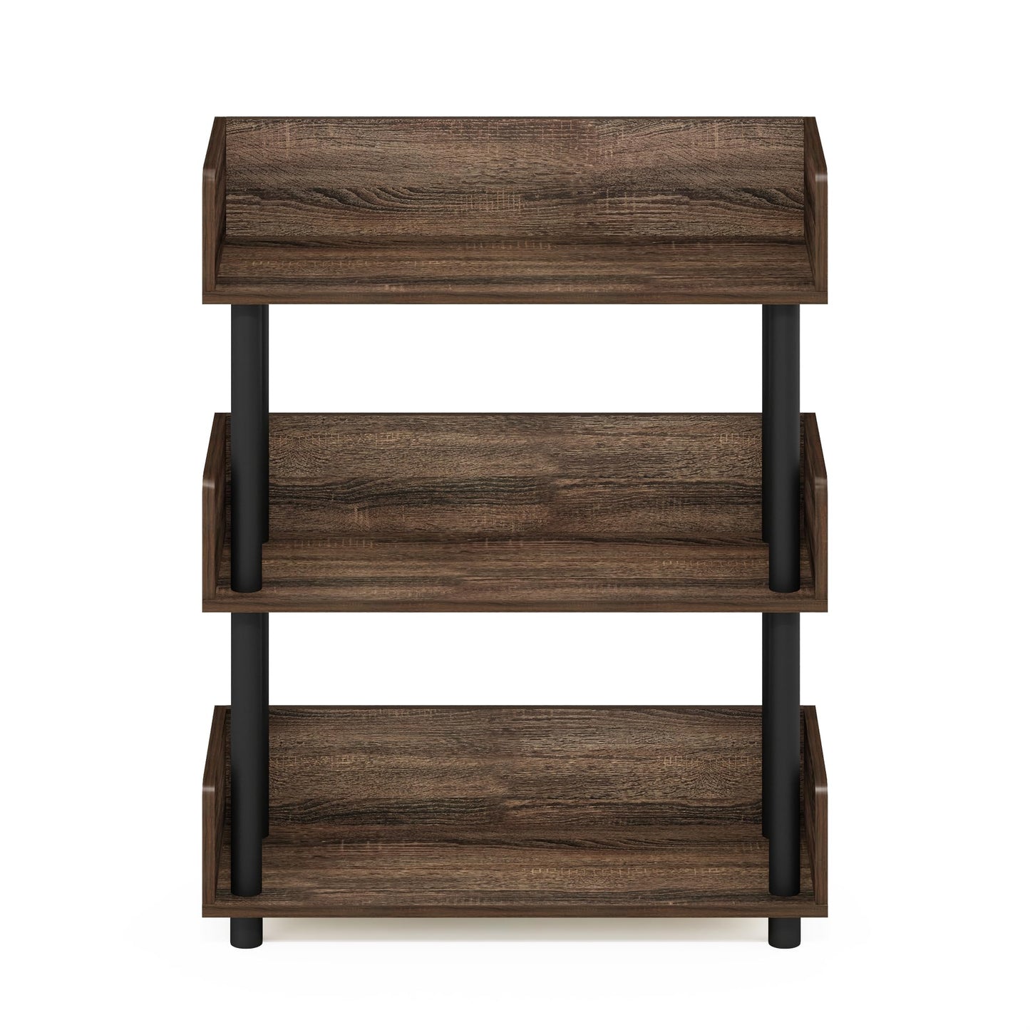 Furinno Turn-N-Tube 3-Tier Toolless Freestanding Multipurposes Display Rack, Walnut - WoodArtSupply