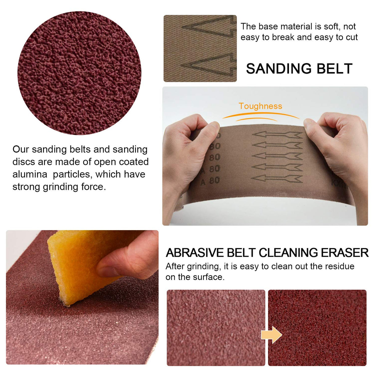 Sanding Belts and Sanding Discs Set for Power Combination Disc & Belt Sander 10 PCS 4 x 36” Aluminum Oxide Sanding Belts and 12 PCS 6” PSA Self Adhesive No-hole Sticky Back Sanding Discs(80-400 Grit) POLIWELL