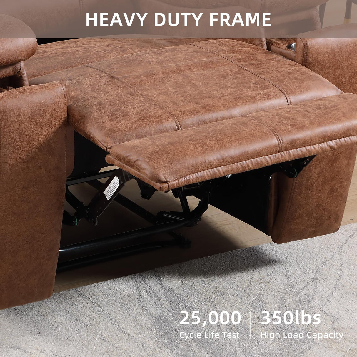 IOMOR Leather Recliner Chair, Manual Recliner Chair for Adults with Overstuffed Arms and Back, Single Sofa Recliner with Cup Holders for Living Room (1, Brown) IOMOR