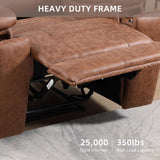 IOMOR Leather Recliner Chair, Manual Recliner Chair for Adults with Overstuffed Arms and Back, Single Sofa Recliner with Cup Holders for Living Room (1, Brown) IOMOR