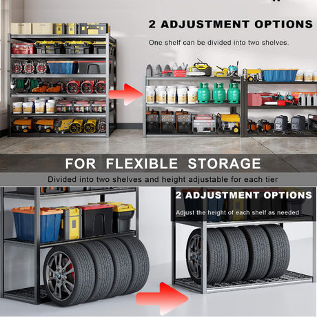 PMKES 60" Wide Heavy Duty Garage Shelving Adjustable 6 Tier Garage Storage Shelves 3900LBS Metal Shelving Unit Industrial Utility Shelf, 84" H x 60" W x 24" D PMKES