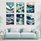 Binyuellr 6 Pack Diamond Art Kits for Adults,DIY 5D Full Drill Landscape Diamond Art Paintings, Diamond Painting Kit Gem Painting by Number Kits for Beginners, Home Wall Decor Gift 11.8×15.7inch Binyuellr