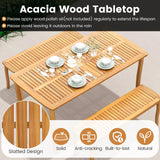HAPPYGRILL 7 Pieces Acacia Wood Patio Dining Set with 1.97” Umbrella Hole, Outdoor Table and Chairs Set with Cushions, Outside Furniture Set for Poolside Backyard Garden Deck HAPPYGRILL