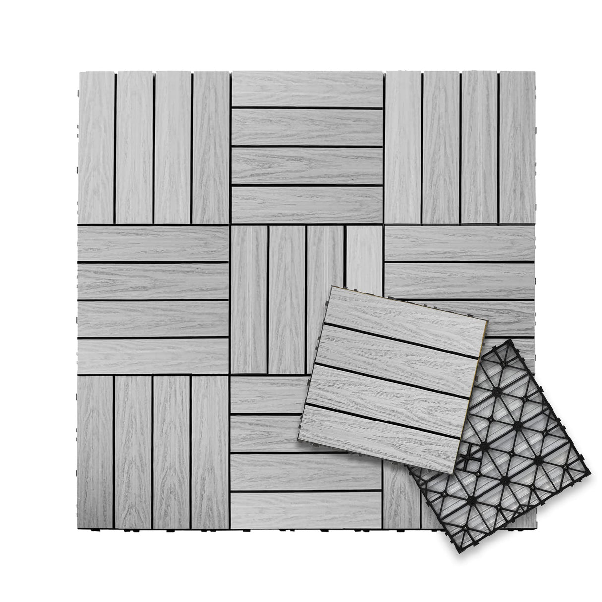 NewTechWood UltraShield Naturale 1 ft. x 1 ft. Quick Deck Outdoor Composite Deck Tile in Icelandic Smoke White (10 sq. ft. per Box) NewTechWood