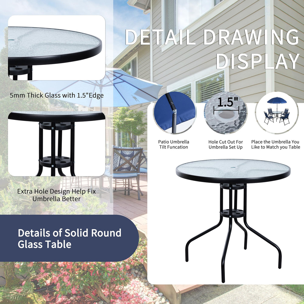 Shintenchi 6 Piece Patio Dining Set Light Blue Shintenchi