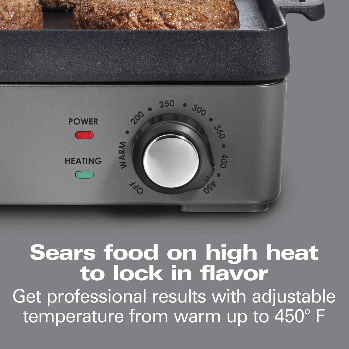 Hamilton Beach Professional Cast Iron Indoor Electric Grill & Griddle, 10" x 16" Preseasoned Cooking Surface, Adjustable Temperature up to 450° F, Black (38560) Hamilton Beach Professional