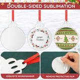 Jetec Christmas Sublimation Blank Pendants Double Side MDF Personalized Blank Bulk Heat Transfer Blank Hanging Pendant White Sublimation Ornament with Red Ribbon for DIY (72 Pcs,3.5 x 2.9 x 0.1 Inch) Jetec