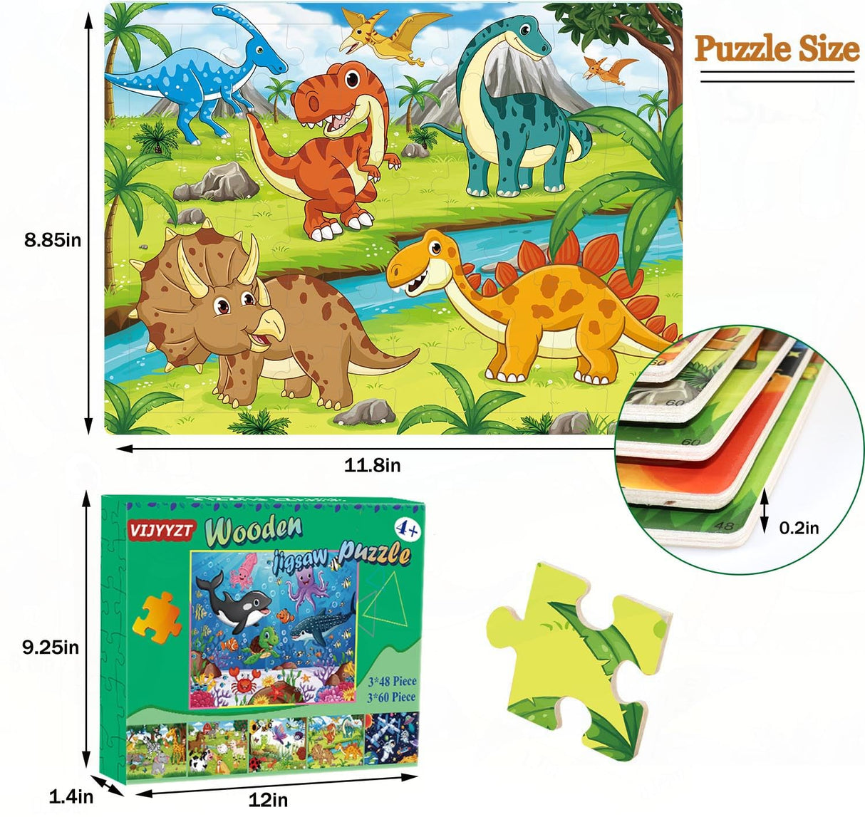 Puzzles for Kids Ages 4-6 4-8, Wooden Jigsaw Puzzles 48-60 Pieces for Toddler Children Learning Educational Puzzles 4 5 6 7 8 Year Toys for Boys and Girls (6 Puzzles) VIJYYZT