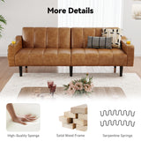 Chfeloai 80'' Futon Sofa Bed, Faux Leather Sleeper Couch, Convertible Loveseat with Adjustable Sofa Backrest, Modern Couches for Living Room, Bed Room, Apartment, Office (Brown) Chfeloai