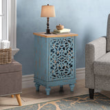 PHI VILLA Small Accent Storage Cabinet with Single Door - Decorative Nightstand for Living Room Bedroom, End Side Table Cabinet Blue PHI VILLA
