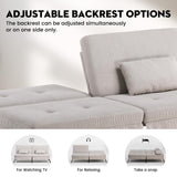 COMHOMA Convertible Futon Sofa Bed, 68" Corduroy Futon Couch with Adjustable Backrest, Folding Futon Loveseat for Living Room, Bedroom (Cream) COMHOMA