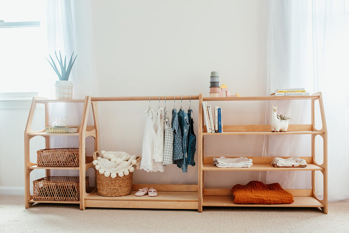 WOOD&ROOM Montessori-Inspired Toy and Book Organizer for Kids Room Shelf for Classroom and Home | Promotes Independence and Learning | Sturdy and Safe Bookcase for Toys and Books (Shelf 4L) WOOD&ROOM