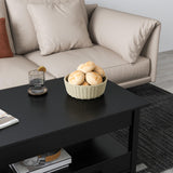 Panana Modern Coffee Table Lift Top Coffee Table with Drawers and Hidden Compartment, Tea Table with Wooden Lift Tabletop, for Living Room (Black) Panana