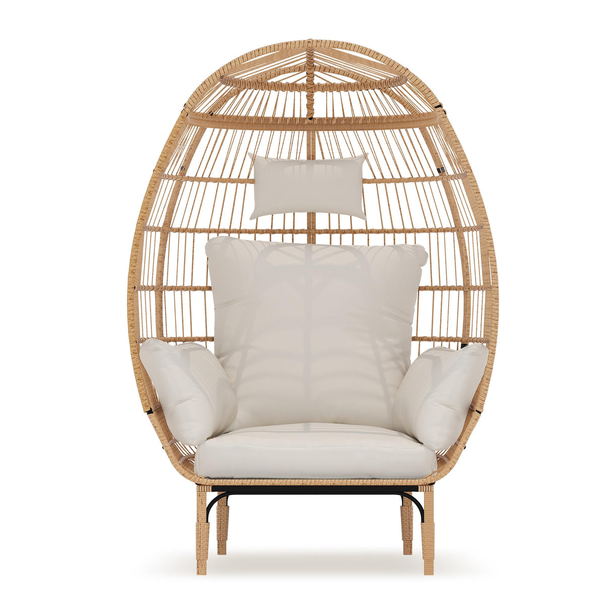 Reljofum 500 Lbs Capacity Oversized Wicker Egg Chair, All-Weather Rattan Egg Lounge Chairs for Patio, Backyard, Living Room, Outdoor Oversized Egg Chair Indoor w/5 Cushions Reljofum