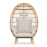 Reljofum 500 Lbs Capacity Oversized Wicker Egg Chair, All-Weather Rattan Egg Lounge Chairs for Patio, Backyard, Living Room, Outdoor Oversized Egg Chair Indoor w/5 Cushions Reljofum