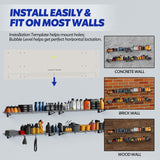 FAHKNS 2 x 6 ft Garage Wall Shelving, 2-Pack Garage Shelving Wall Mounted, 1200LBS Capacity Heavy Duty Metal Wire Shelves, Floating Long Shelf for Carport Shed Kitchen, Black FAHKNS