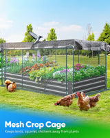 Quictent Galvanized Raised Garden Bed with Crop Cage Plant Protection Net Tent and Shade Cloth Kit Metal Planter Box Bottomless Planting Vegetables Outdoor Backyard Included T Tags Wing Nuts 8x4x1 Ft Quictent