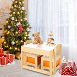 Romswi 3 in 1 Wooden Kids Table and Chair Set with Storage Drawer, Double-Sided Detachable Tabletop for Crafts, Drawing, Reading, Playroom - Ages 5-8 Romswi