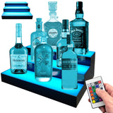 Royxen LED Lighted Liquor Bottle Shelf 3 Tier, 16 Inch Bar Shelf with Remote, Bottle Stand Multi-Color Lighting Modes for Bars Royxen