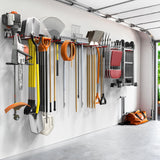 TORACK Garden Tool Organizer Wall Mount, Garage Folding Chair Storage Rack, Tools Rack for Shovels, Rakes, Broom, Ladders, Hooks for Keyhole Style Shelving Unit TORACK