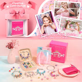 Charm Bracelet Making Kit for Girls, 140 PCS DIY Craft Bead Sets Jewelry Making Kit for Teen Girls Age 8-12, Portable Bracelet Organizer Gift Box for Teenage Birthday Christmas Stocking Gift LifeisLuck