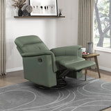 Lexicon Swivel Glider Recliner Chair, Comfy Nursery Glider, Top Grain Leather Match Recliner, Manual Reclining Chair for Living Room/Office/Apartment, Green Lexicon