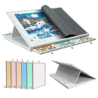 Becko US 1500 Piece Tilting Jigsaw Puzzle Board with 6 Colored Drawers & Cover, Puzzle Table with Storage for Adults, Lightweight & Portable, for Jigsaw Puzzles 1500 Pieces