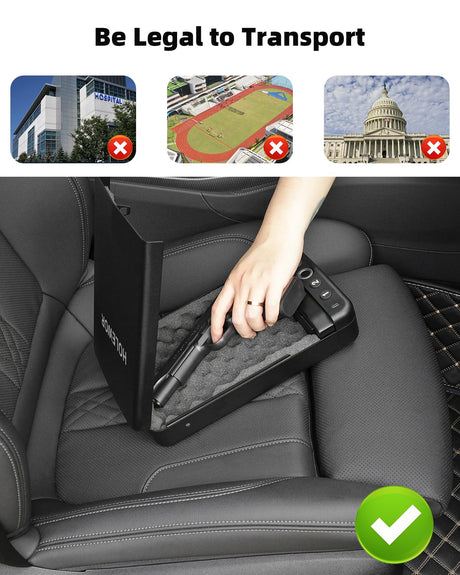 HOLEWOR Car Gun Safe, Small Pistol Safe Biometric Gun Safe for Handgun, Portable Fingerprint Quick Access Handgun Safe for Nightstand Bedside HOLEWOR