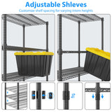 Homdox 60”W Storage Shelves, 4 Tier Heavy Duty Wire Shelving Unit with Wheels, 2400LBS Commercial Adjustable Metal Shelves for Storage, Garage Rack Pantry Shelves Kitchen Shelving, 24"x60"x72", Black Homdox