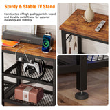 Furologee TV Stand with Power Outlets, Entertainment Center with Open Storage Shelves for TVs up to 55 Inch, TV Media Console Table with Soundbar Shelf for Living Room, Bedroom, Rustic Brown Furologee