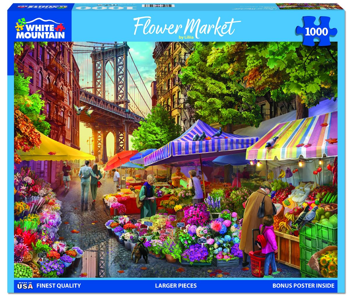 White Mountain Puzzles - Flower Market - 1000 Piece Jigsaw Puzzle for Adults White Mountain