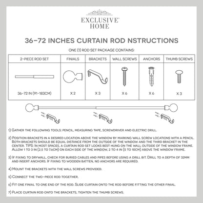 Exclusive Home Curtains - ER1006-02 3672 Rope Knot 1" Curtain Rod and Finial Set, 36"-72", Matte Bronze