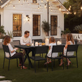 Pellebant 13 Piece Patio Table and Chairs Set for 12, Aluminum Outdoor Dining Set with Umbrella Hole, Stackable Dining Chairs & 114" Dining Table, Brown Pellebant