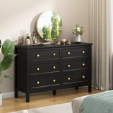 CARPETNAL Black Dresser for Bedroom, 6 Drawer Dresser with Wide Drawer and Metal Handles, Wood Dressers & Chests of Drawers for Hallway, Entryway. CARPETNAL