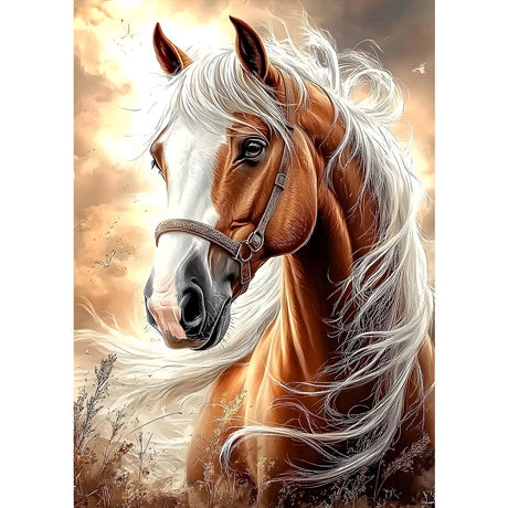 MXJSUA DIY 5D Diamond Painting Kits for Adults, Horse Diamond Art Painting Full Drill Crystal Rhinestone Embroidery Craft Kits for Home Wall Decor Gifts, 12x16inch MXJSUA