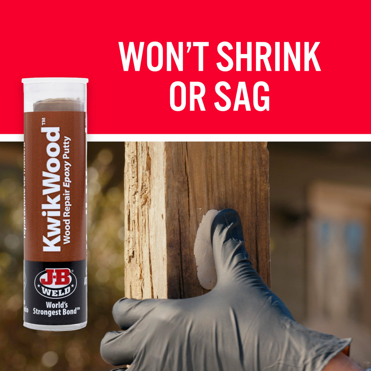 J-B Weld Tan KwikWood Wood Repair Epoxy Putty, 1 oz. Stick J-B Weld