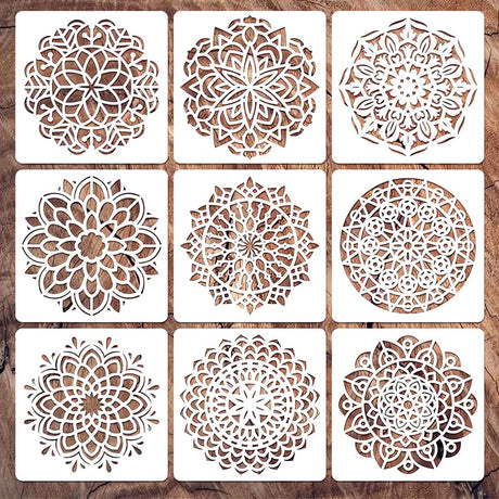 Mandala Stencils for Painting & Crafts - Small Rangoli Stencils for Wood, Wall, Furniture & Fabric - Great for DIY Projects & Home Decor (4 inch) Felixcraft