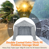 Hipicute Carport 10' X 20' Heavy Duty Canopy, Portable Garage Heavy Duty, Carport with Side-Opening Door & Roll-Up Windows, Metal Steel Frame,180g PE Powder-Coated Tarp for Truck, Boat, Garden, Grey Hipicute