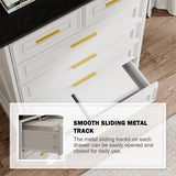 Virabit White Dresser for Bedroom with 6 Drawers, 44" Tall Wooden Farmhouse Cabinet, Modern Kids Dresser with Metal Handle, Mid Century Chest of Organizer for Closet, Living Room, Hallway Virabit