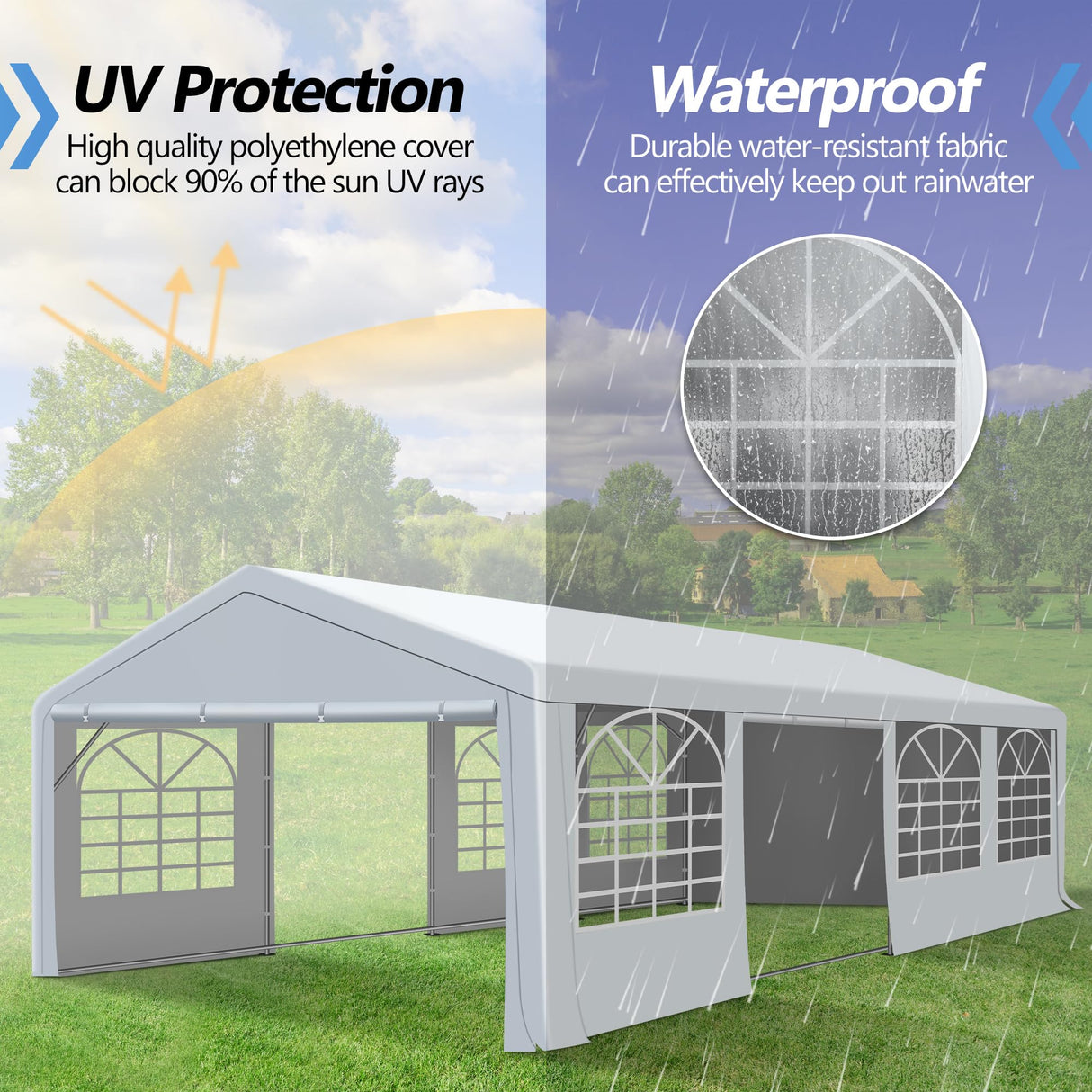 20'x30' Heavy Duty Party Tent, Large Party Canopy Wedding Event Tent with Removable Sidewalls & 4 Sand Bags for Parties, Carpas para Fiestas (20x30 FT) HOWSVN