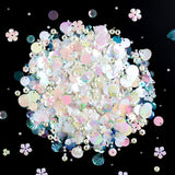 LEEFONE Mixed Clear White Sequins and Spangles Beads Craft Supplies, Crystal Iridescent Spangles and Pearl Beads, Variety Sequins Beads for Crafts, Sewing, DIY Art Crafts, Embroidery LEEFONE