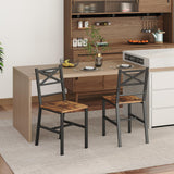 MAHANCRIS Dining Chair Set of 2, Rustic Wooden Kitchen Chairs with Backrest, Farmhouse Dining Chairs for Kitchen, Industrial Style Chair with Metal Frame, Easy Assembly, Rustic Brown TBHR1001 MAHANCRIS