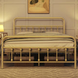 Yaheetech Antique Gold Victorian Metal Platform Bed Frame with Storage and High Headboard Yaheetech