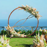 Moccha Wedding Arch, 7.4 FT Wooden Arch Backdrop Stand, Outdoor Archway Pergola, Garden Arbor Trellis for Climbing Plants Flower Balloon, Rustic Wedding Decorations for Home Party Ceremony, Round LDAILY